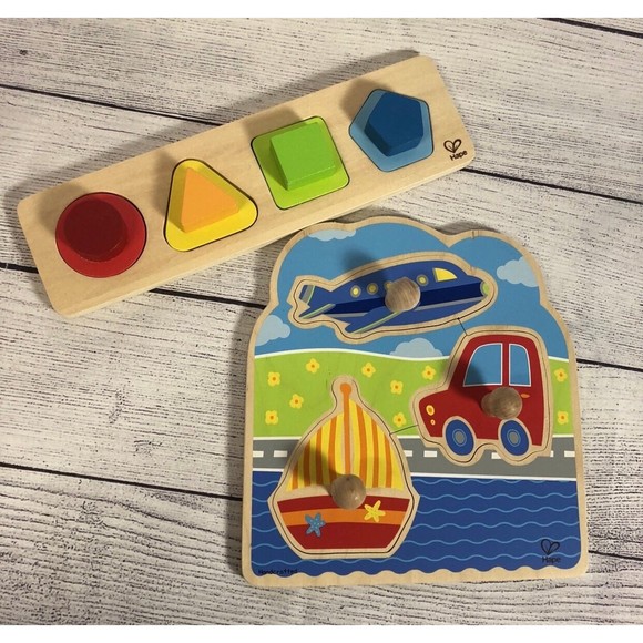 Hape Wooden Puzzle Bundle Shapes & Transportation - Picture 1 of 5